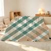 Flannel Fleece Blanket Simple Plaid Trimmed, Soft & Skin-friendly Cozy Throw for Sofa, Warm Home Decor for Christmas & Halloween