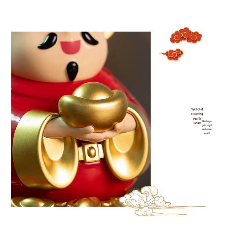 Cartoon God of Wealth Solar-Powered Desktop Ornament - New Year Gift