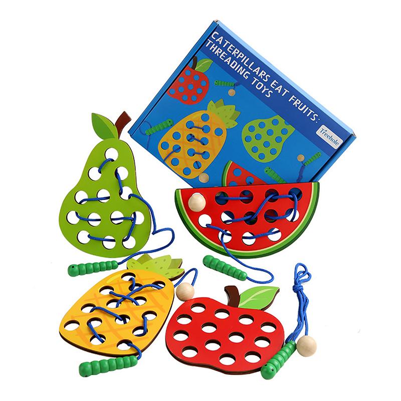 Lacing Threading Toy Eat Fruit Game Fine Motor Skills Educational Toys For Kids Gift