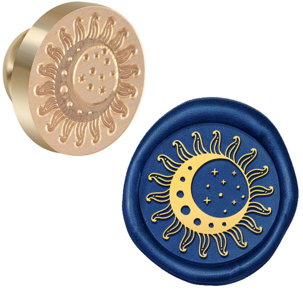 Moon and Sun Theme Wax Seal Stamp Head Auspicious Clouds Removable Sealing Brass Stamp Head Olny for Creative Gift Envelopes
