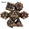 Metal Dice Perfect for Tabletop Rpgs and Card Games 7 Pcs Yellow Skull Dice Solid Metal Polyhedral Dice Role-Playing RPG