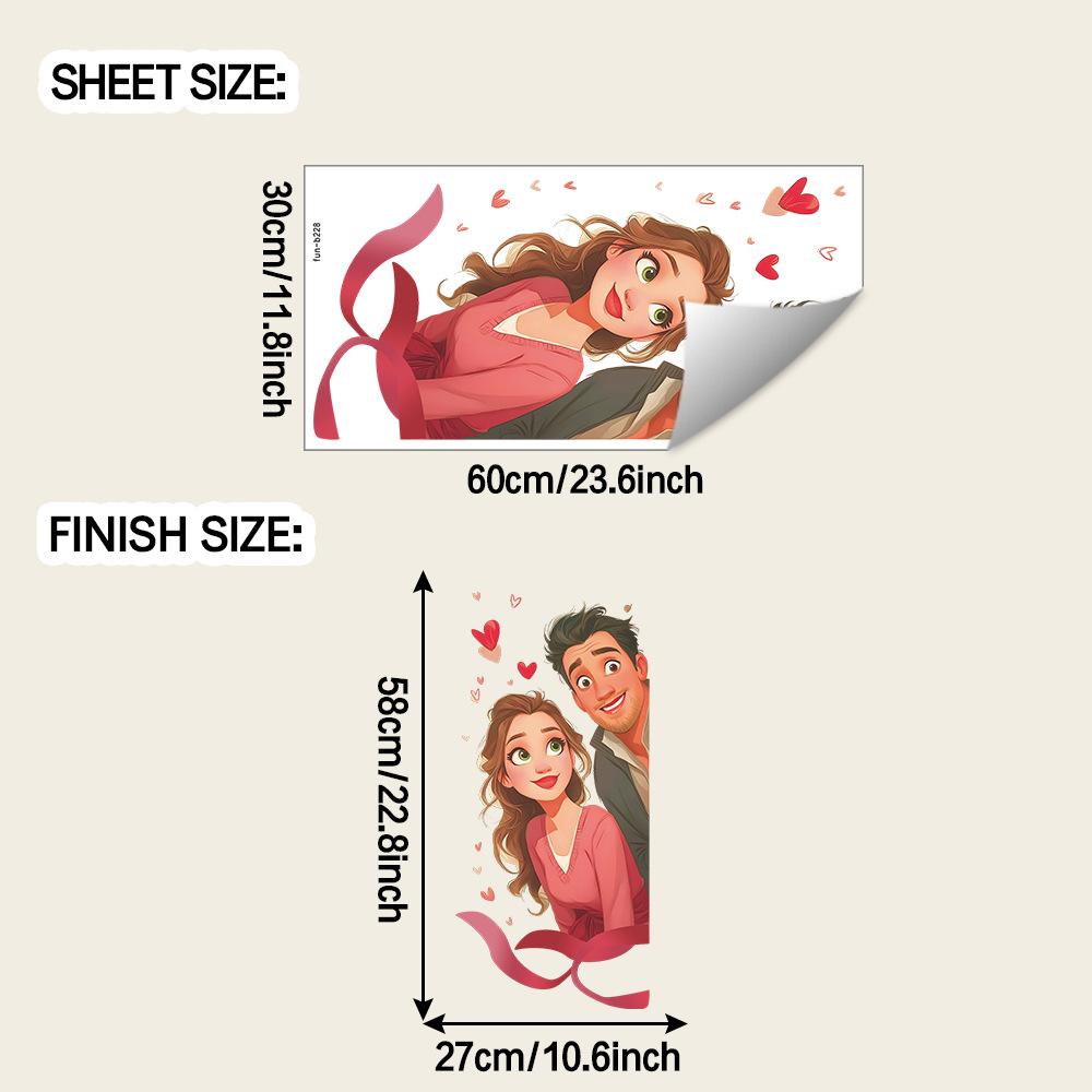 Creative Romantic Valentine's Day Couple Wall Sticker for Bedroom Home Background Decoration Self-Adhesive