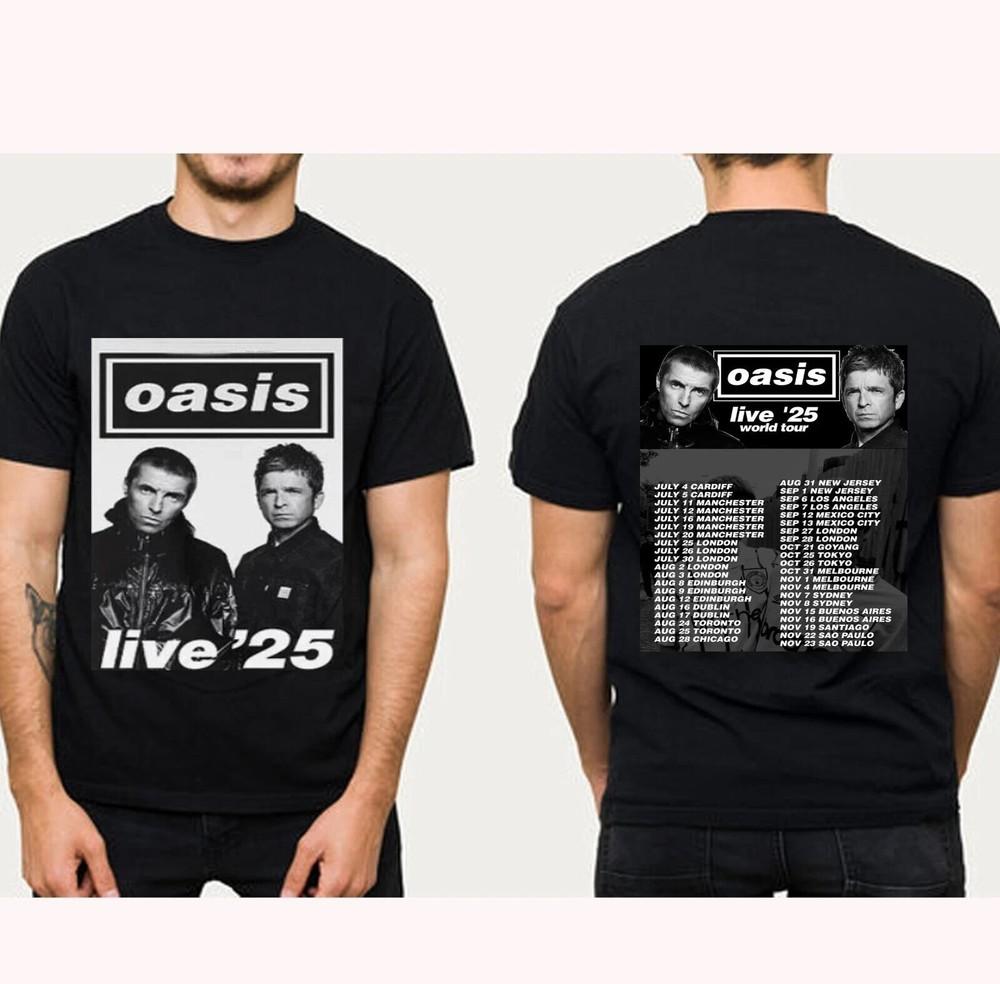 Oasis  Reprint World Tour 2025 Two Sided Concert Style S-4XL Unisex T-Shirt M
