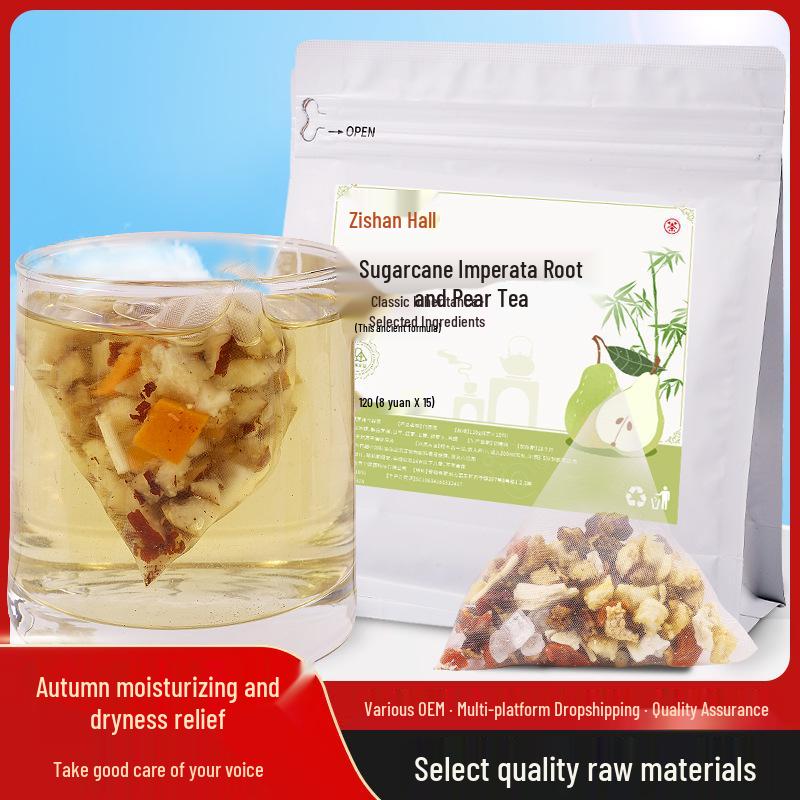 Bamboo Cane & Imperata Root Snow Pear Tea: Whole Ingredients, No-Boil Bag, Cantonese Sweet Soup Dessert.