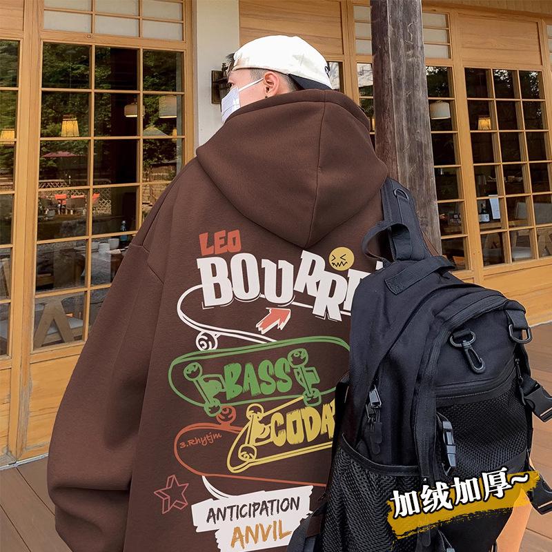 Мужская толстовка в стиле американского ретро с граффити, утолщенный бархат, плотность 400 г, модная оверсайз зимняя куртка 5XL