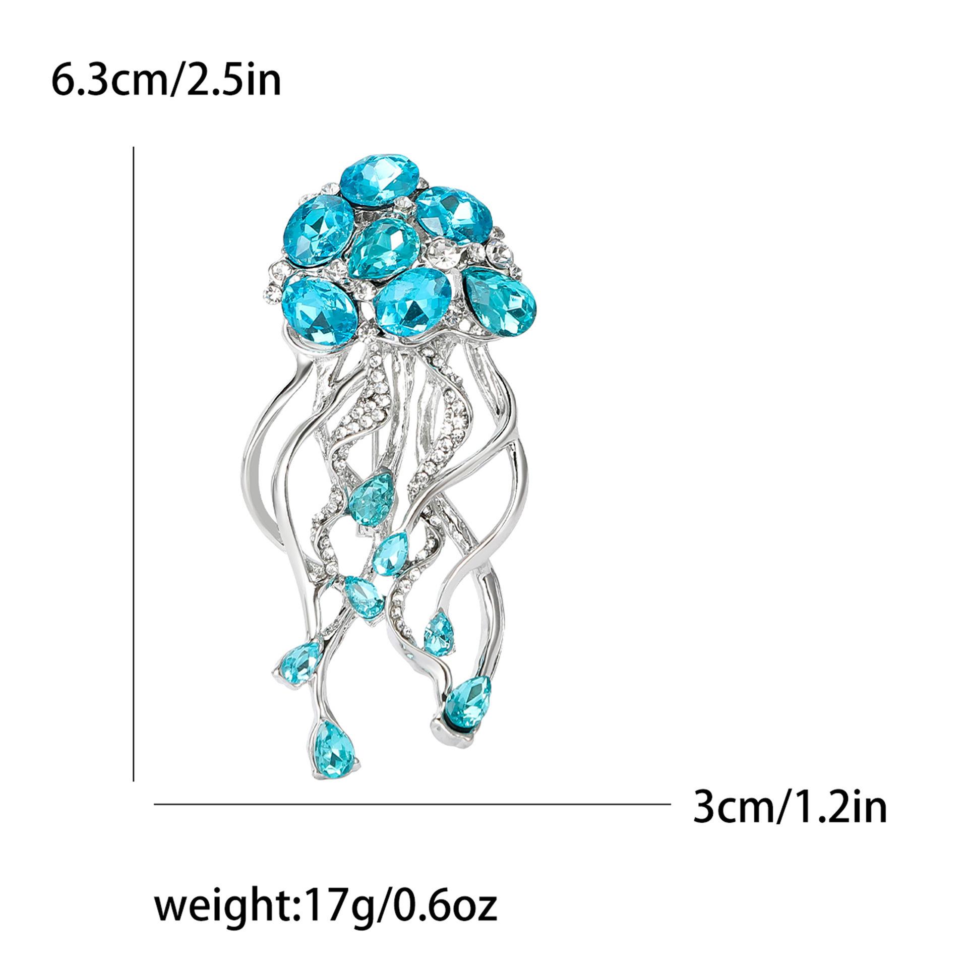 

1 Women s summer beach Rhinestone jellyfish shaped brooch, ocean luxury brooch, suit coat accessory gift