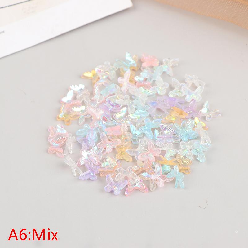 

20 шт. Аврора Глиттер Разноцветные Бабочки Украшения для Ногтей Сделай Сам Смола Маникюр Наклейки as the picture