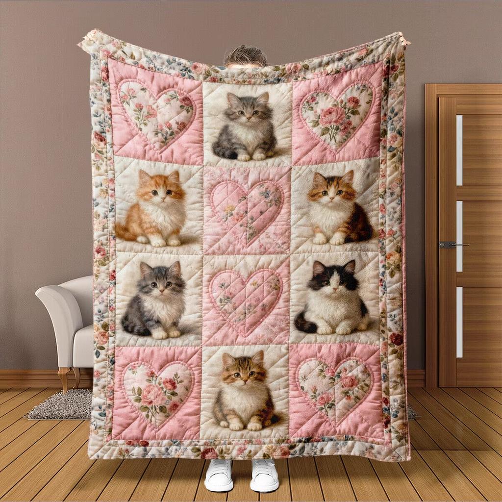 Vintage Patchwork Dinosaur Flat2D Digital Print Flannel Throw Blanket - Soft Warm and Living Room Blanket for Multiple Patchw