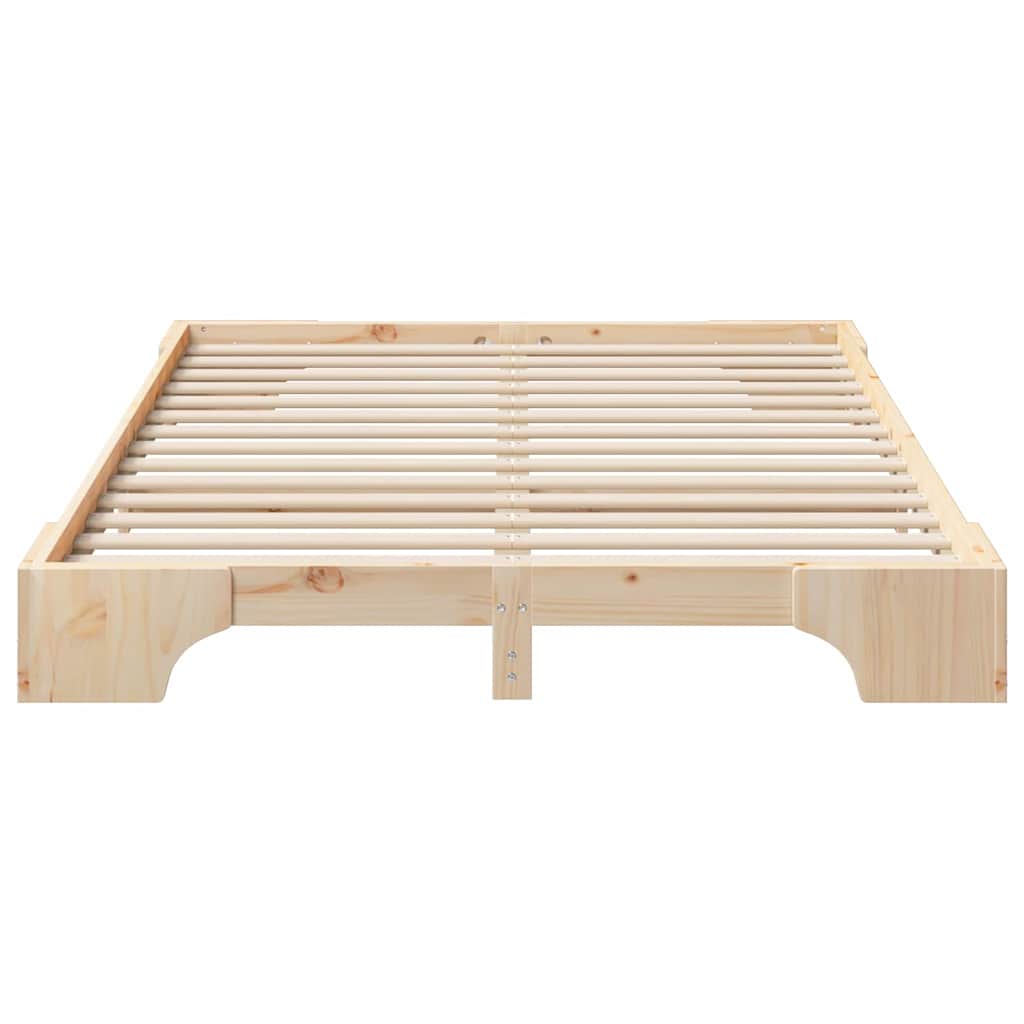 Bed Frame Brown 140 x 210 cm Solid Pine Wood