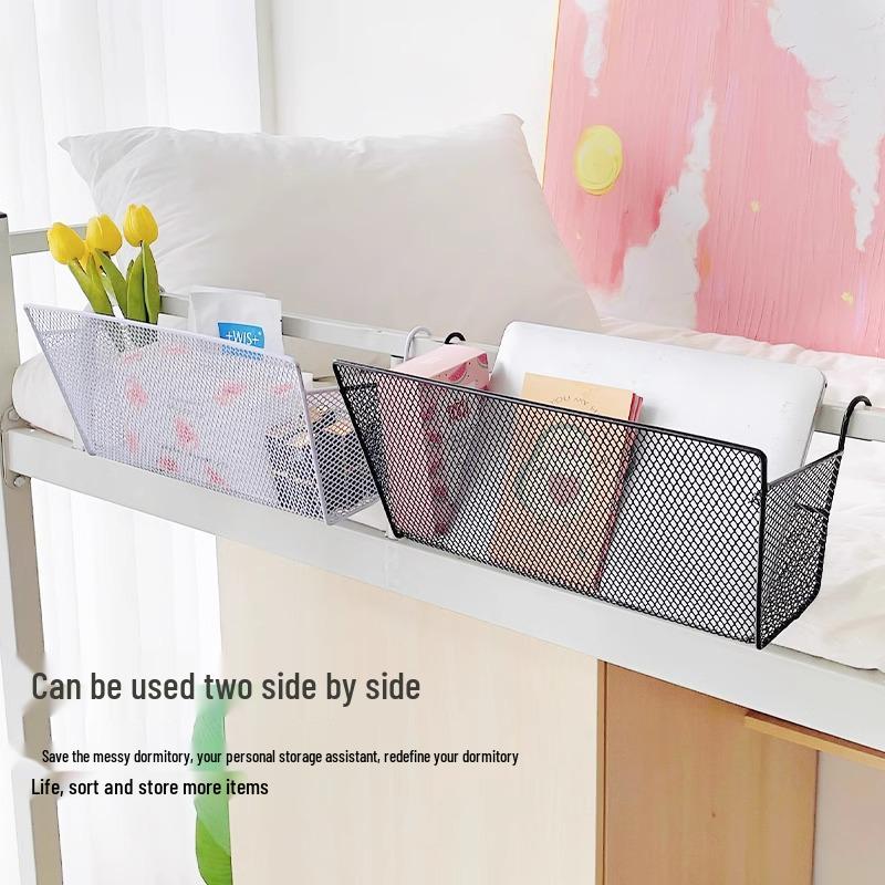 Hanging Bedside Storage Basket: Dormitory Bunk Organizer with Hooks
