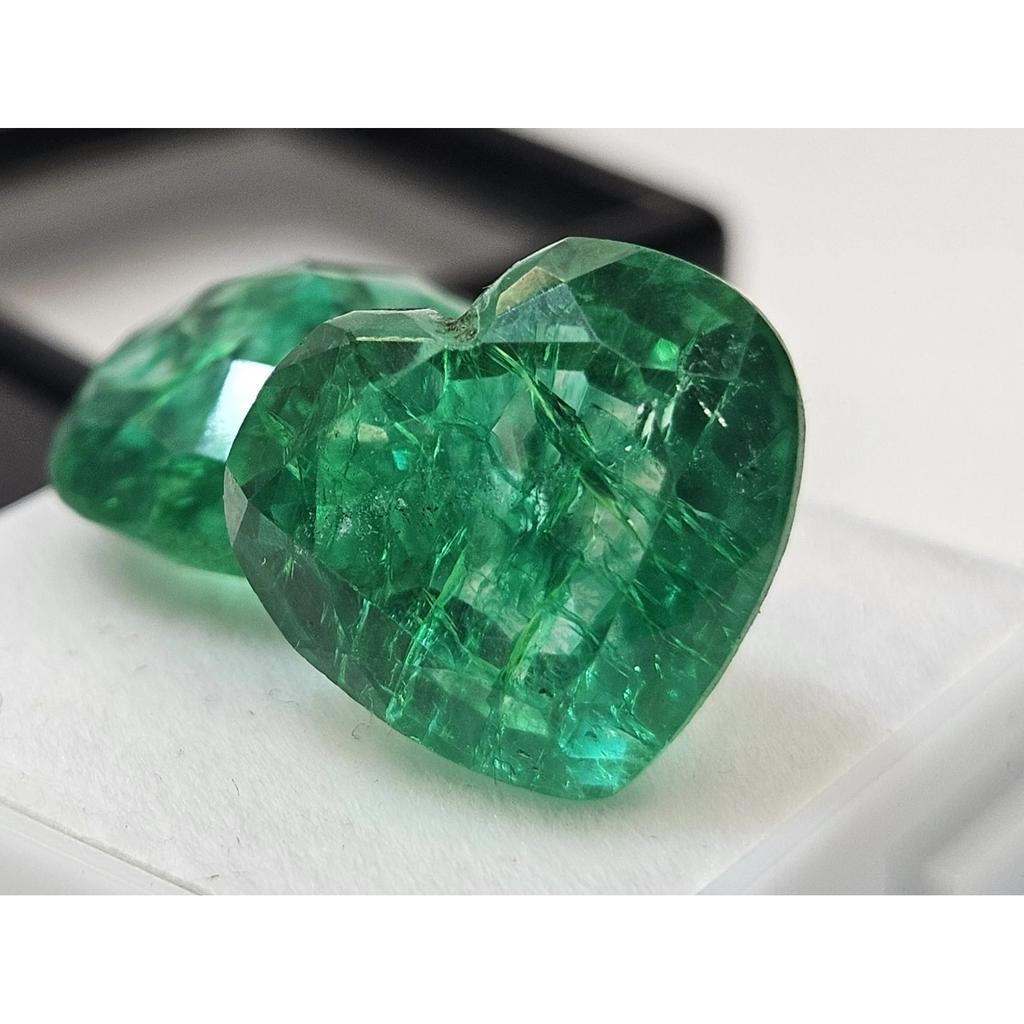 Natural Emerald Colombian Green Heart Cut 20+ Ct Pair Fabulous Loose Gemstone