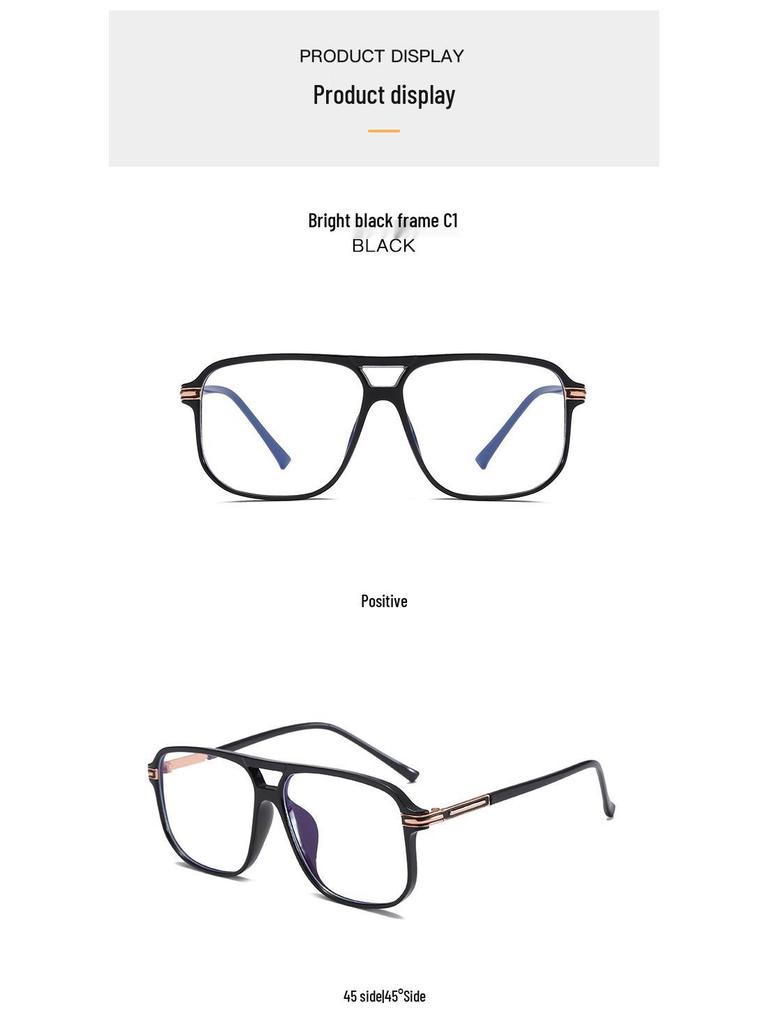 2025 TR90 Korean Style Large Frame Double Bridge Anti-Blue Light Eyeglasses with Plain Lenses - Model OZ 260.