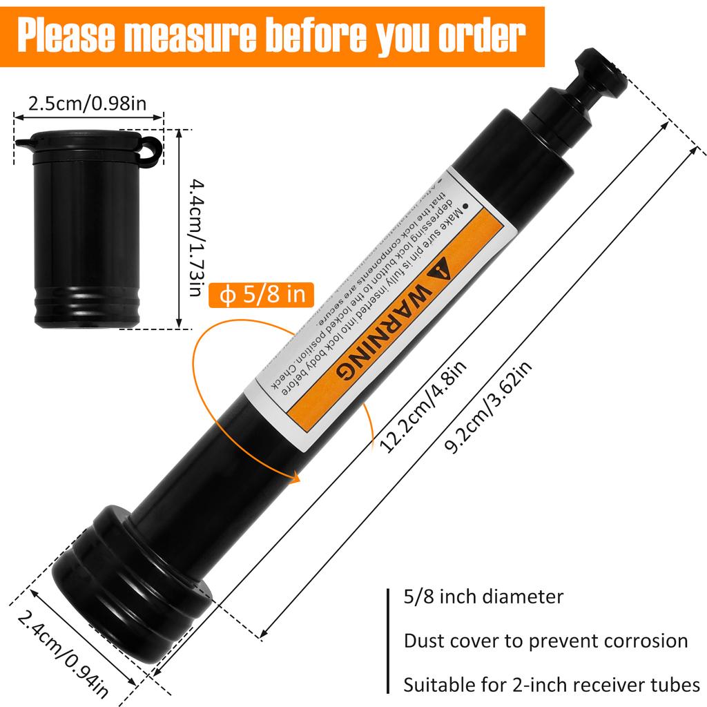 Trailer Hitch Lock 5/8 Inch Carbon Steel Towing Hitch Receiver Lock Anti-Theft Waterproof Hitch Receiver Pin Lock Fits 2" Thread Lock3
