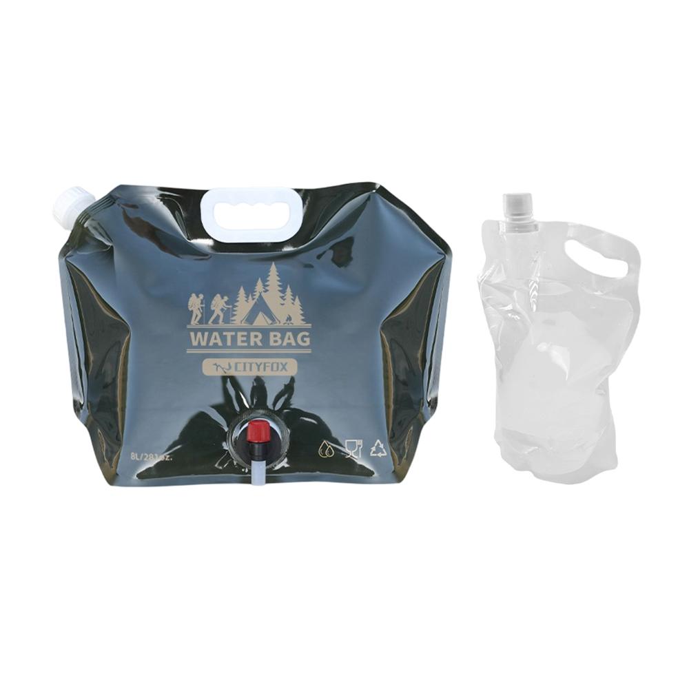 Outdoor Portable Water Bag 8L+2L Large Capacity Water Bag with Faucet Foldable Portable Water Bag PET Material Hydration Pack