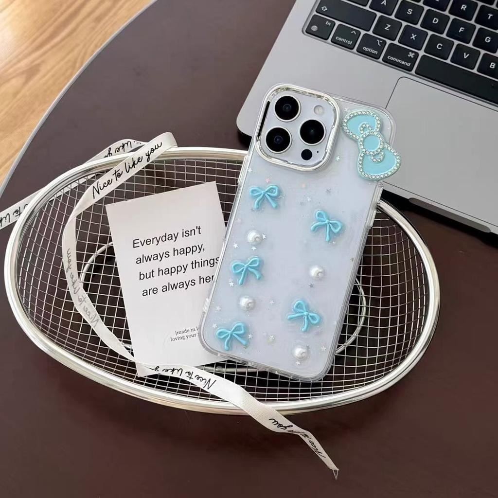 Pearl Bow Phone Case for IPhone17pro Glitter Powder for Apple 16 Transparent Women's Creative 15 Exquisite