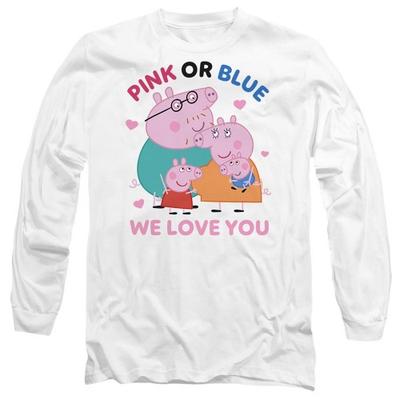 Camiseta de Manga Comprida Unissex Adulto Rosa ou Azul We Love You Family