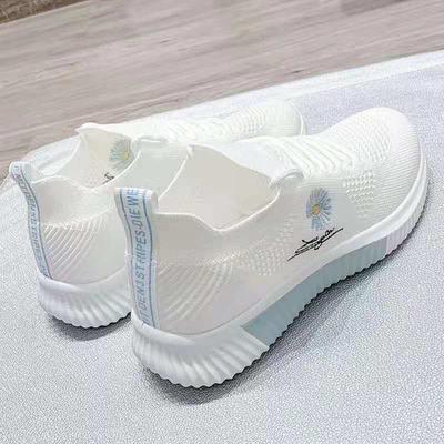 2022 New Summers Daisy White Shoes Women's Flying Woven Shoes Breathable Soft Soled Women's Shoes