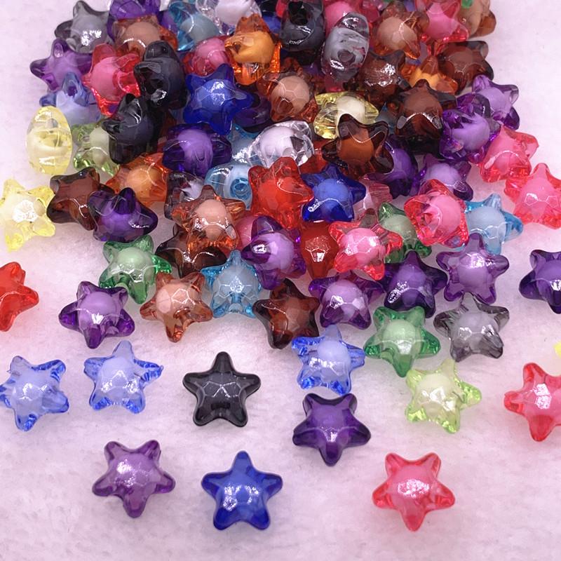 50pcs12mm Transparent Faceted Five-pointed Star Acrylic Loose Spacer Beads for Jewelry Making DIY Bracelet