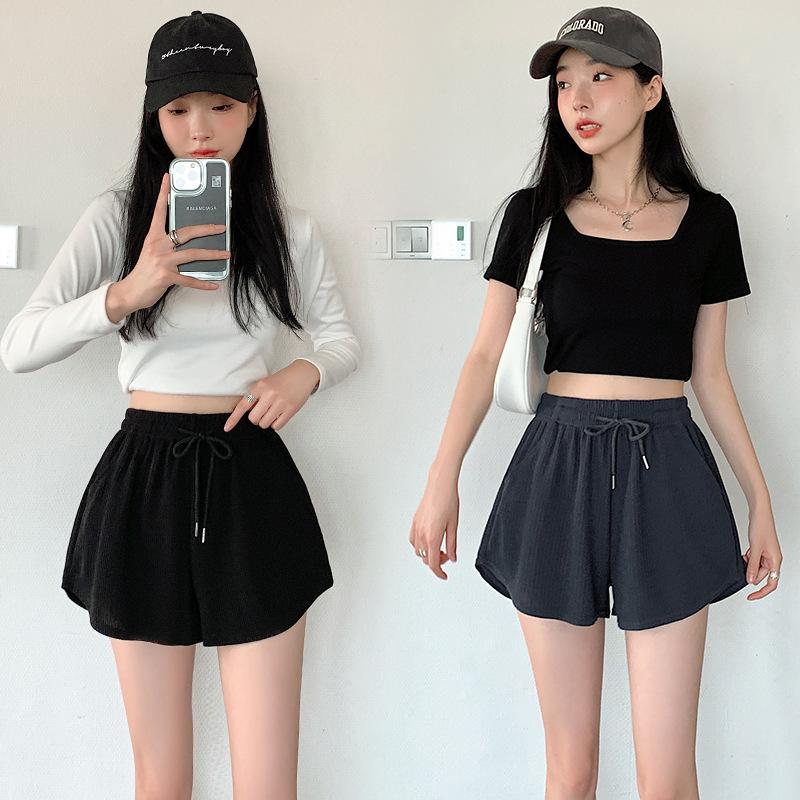 GMXIA Fitness Running Shorts Women's Summer Slim Loose Casual Plus Size Wide Leg High Waist A-line Sports Hot Pants