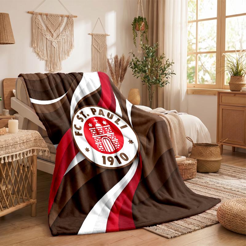 FC St. Pauli Football Print Flannel Blanket Soft Warm Sofa Bed Throw Blanket For Home Office Bedroom