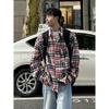 2024 Plaid Langarm Hemd Japanischen Hong Kong Stil Ins Lose Hemd Jungen Sommer Trendy Vielseitig Casual Mantel