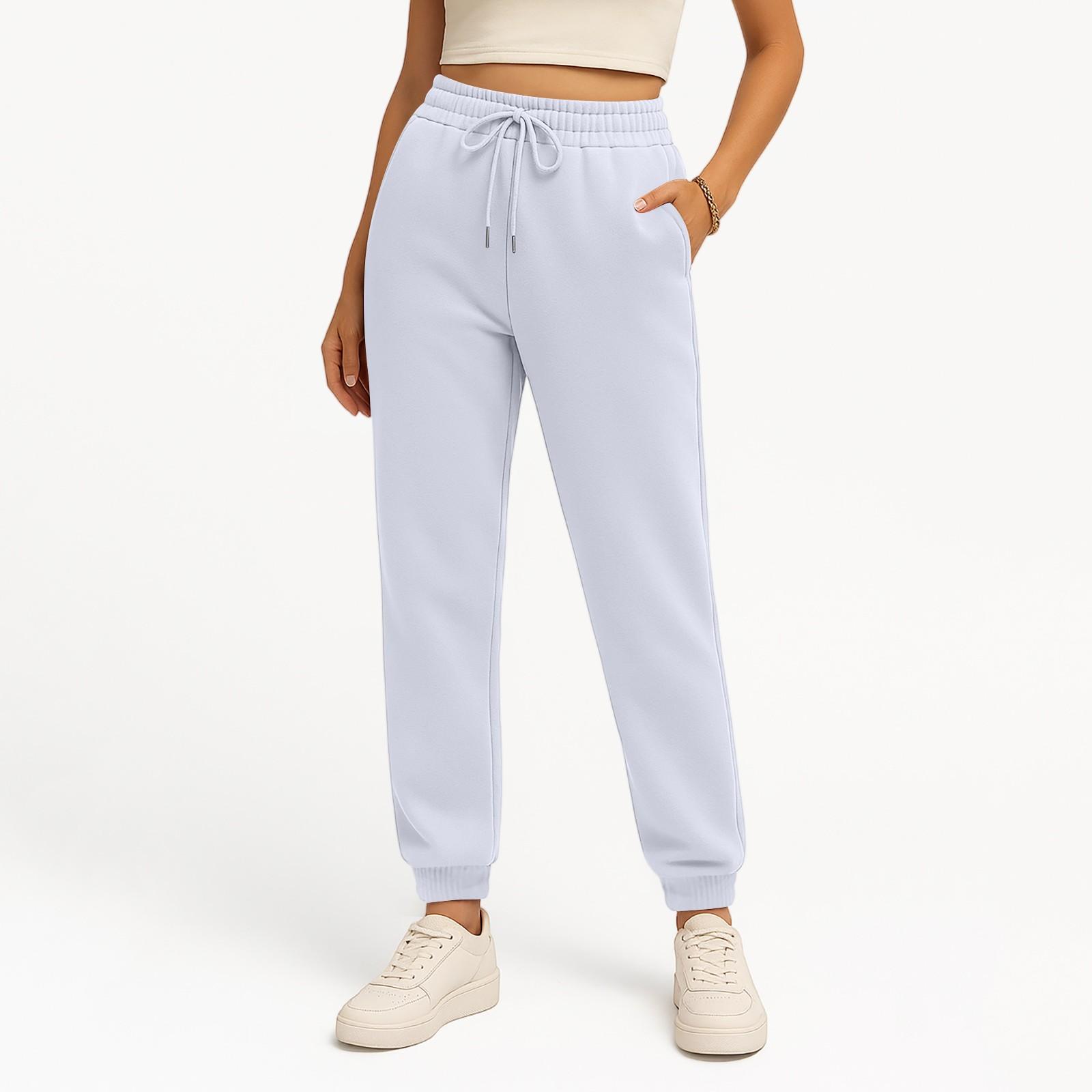 

Женские брюки с эластичной талией и манжетами, летние брюки свободного кроя для пеших прогулок, джоггеры с карманом L белый