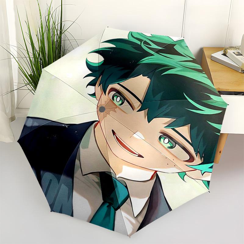 

1pc My Hero Academia Izuku Midoriya Anime Character Outdoor Umbrella - Automatic Opening/Closing 3-Fold Design with Iron Frame for Fans, Travelers, Da