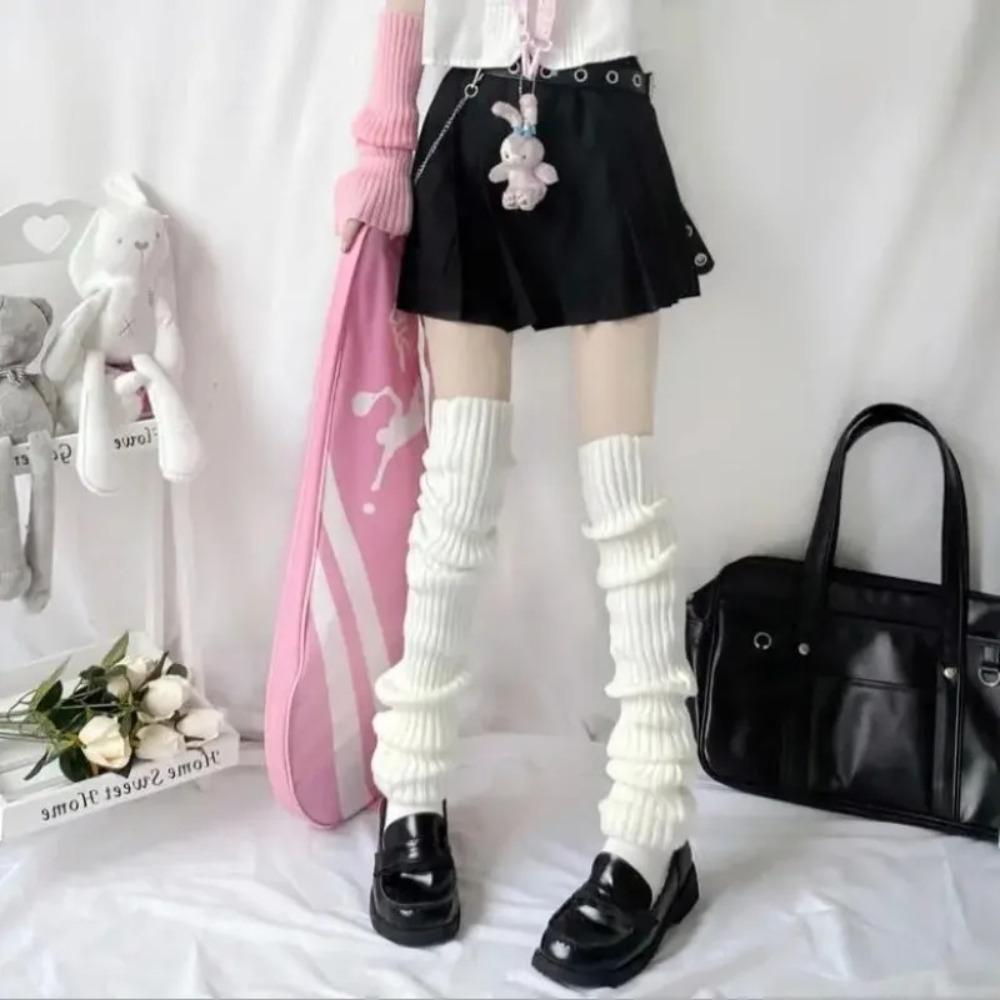 JK Uniform Foot Warming Cover Over Knee Pile Up Socks Casual Crochet Sock Boot Cuffs  Girls