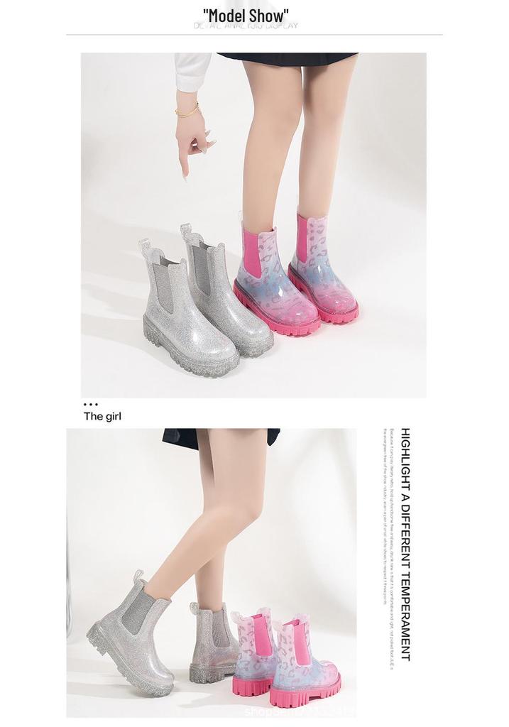 Modieuze Transparante Chelsea Regenlaarzen voor Dames: Stijlvol, Antislip, Waterdicht Rubber voor Buitenkleding