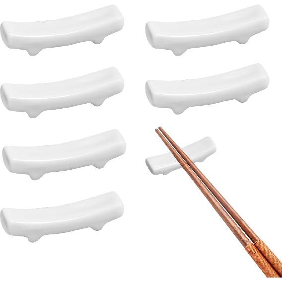 6 Pcs Chopstick Holder, White Ceramic Chopstick Rest, Porcelain Chinese Chopsticks Holder for Chinese Food, Home, Hotel, Resta Countertop Ornaments