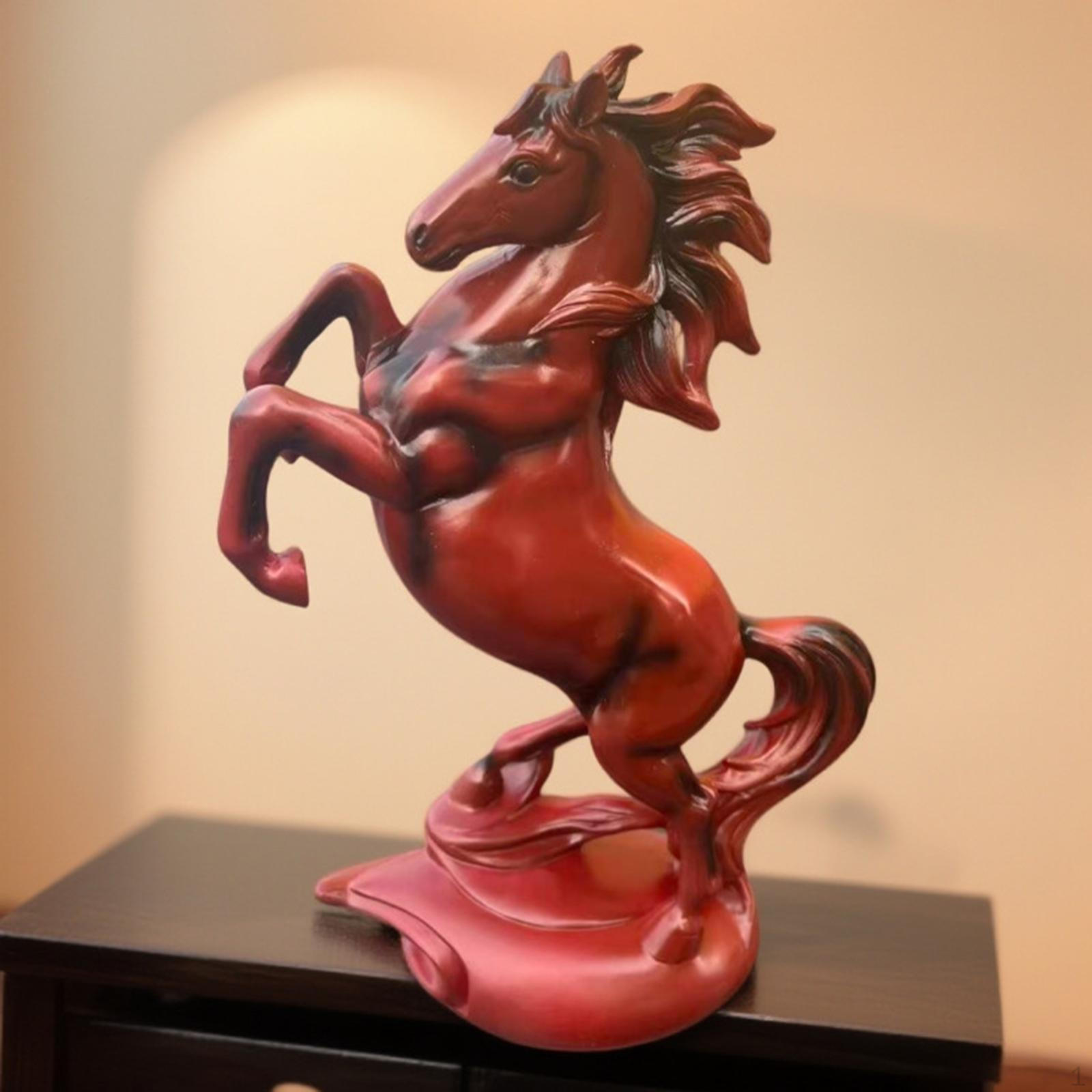

Horse Statue Art Figurine Rustic Chinese Feng Shui Luxury Animal Sculpture Tabletop Ornament for
