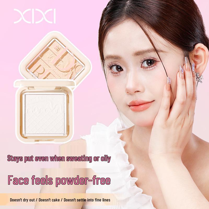 Xixi Chun Fu Glutinous Setting Powder Foundation - Natural, Lightweight, Oil-Control, Daily Touch-Up with Puff