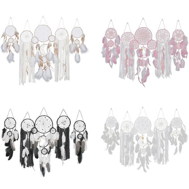 Macrame Dream Catchers 5 Pieces White Boho Wall Hanging Dream Catcher Baby Shower Decorations For Wall Hanging Home Decoration
