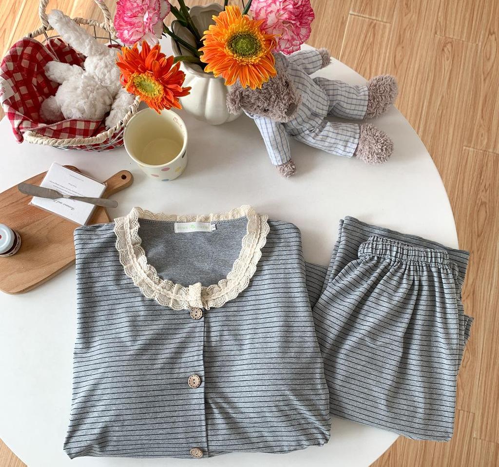 Maternity & Nursing Pajamas Set with Breast Pads for Spring & Autumn – Plus Size