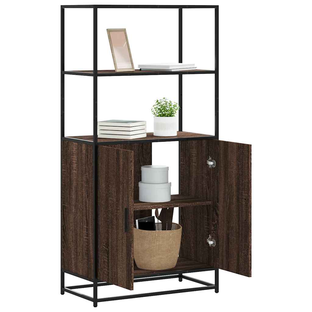 Highboard in Brown Oak Look 26.8 x 13.8 x 54.7 (L x W x H) Engineered Wood & Metal