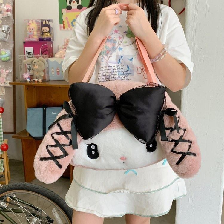Kreskówkowa torba na ramię z pluszu Sanrio Kuromi My Melody o dużej pojemności do codziennego użytku