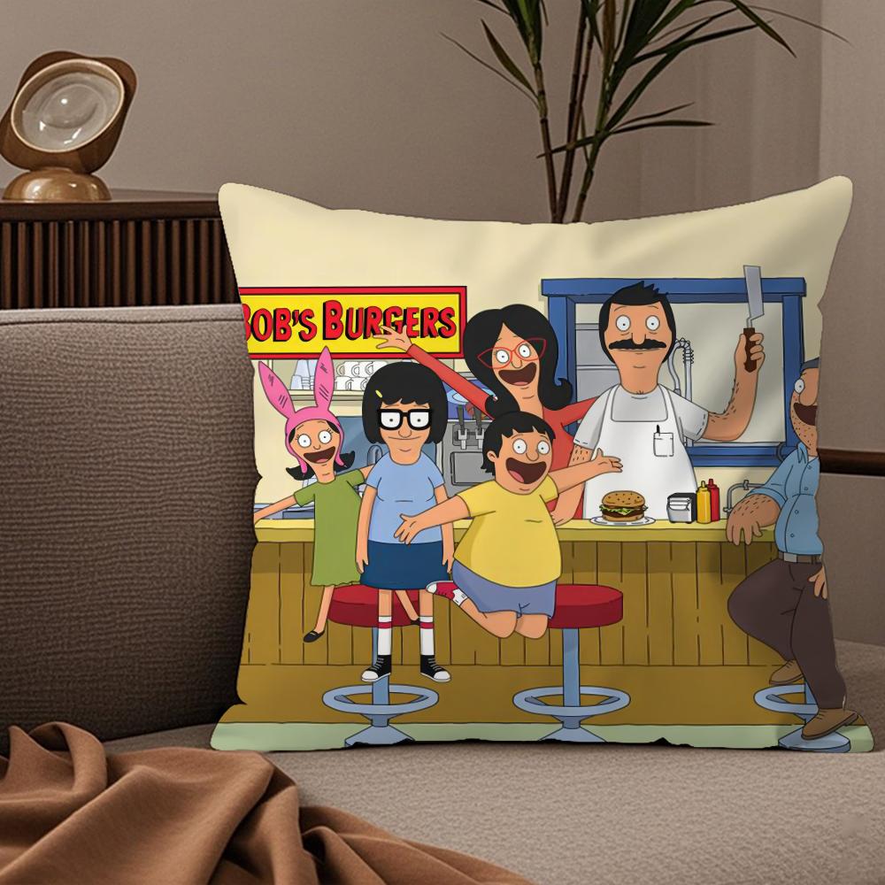 C-Cartoon B-Bobs B-Burgers Pillow Case Silky Elegant Comfort Sofa Bed Invisible Zipper