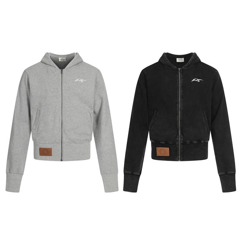 Unisex Oversized Hooded Zip-Up Sweatshirt With Embroidered Detail Streetwear Casual Top Fall