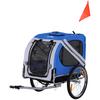 Bike Trailer for Dog Pets 8 Reflectors Flag Hitch Bar Included 130 X 73 X 90 Cm White and Blue