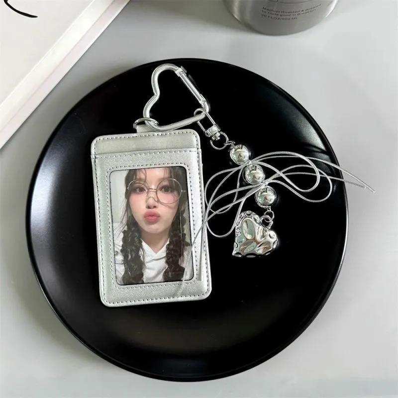 PU Leather Card Holder Idol Photocard Holder Keychain Idol Photo Cards Sleeve Photo Display Pendant Cards Cover
