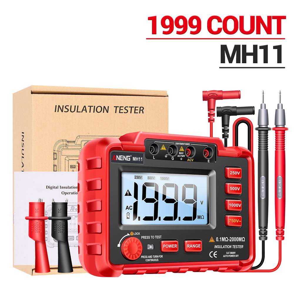 Aneng 250v/500v/1000v Digital Insulation Resistance Tester Backlight Display Megohm Meter (without Battery)