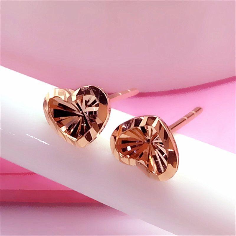 Purple Gold Heart Stud Earrings, Fashionable And Simple Rose Gold-Plated Hollow Love Earrings. (rose gold plated pair)