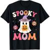 Retro Stil Spukige Mama Geist Hält Kürbis Grafikdruck Halloween Thema Lustig Vintage Design Baumwoll T-Shirt Schwarz