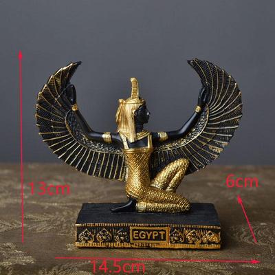Isis Resin Sculpture: Winged Egyptian Goddess Ornament Kneeling On Earth