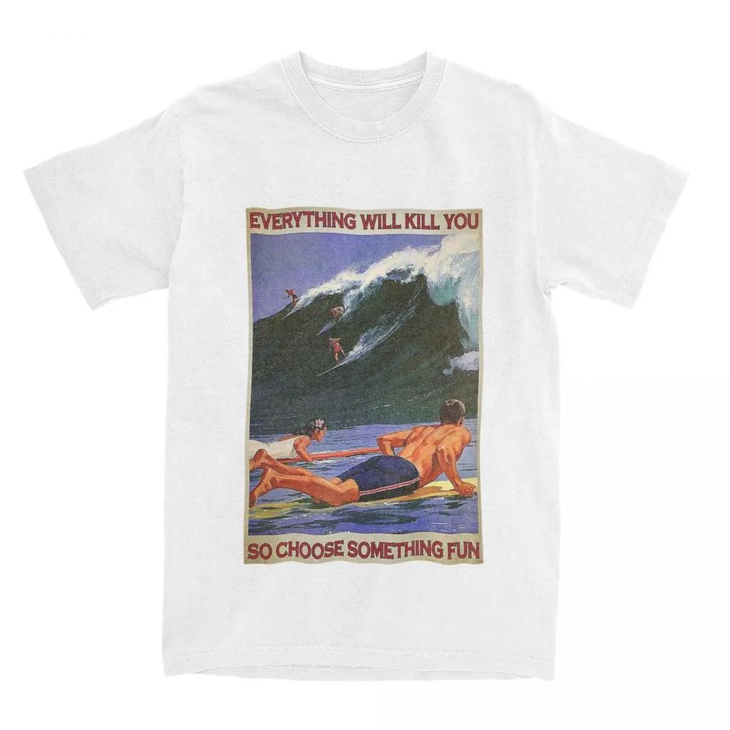 Men Women's Board Surfing Graphic Printed Tee Shirt Apparel Vintage Cotton Sport Surf Lover Fan T Shirt Tee Clothing Summer