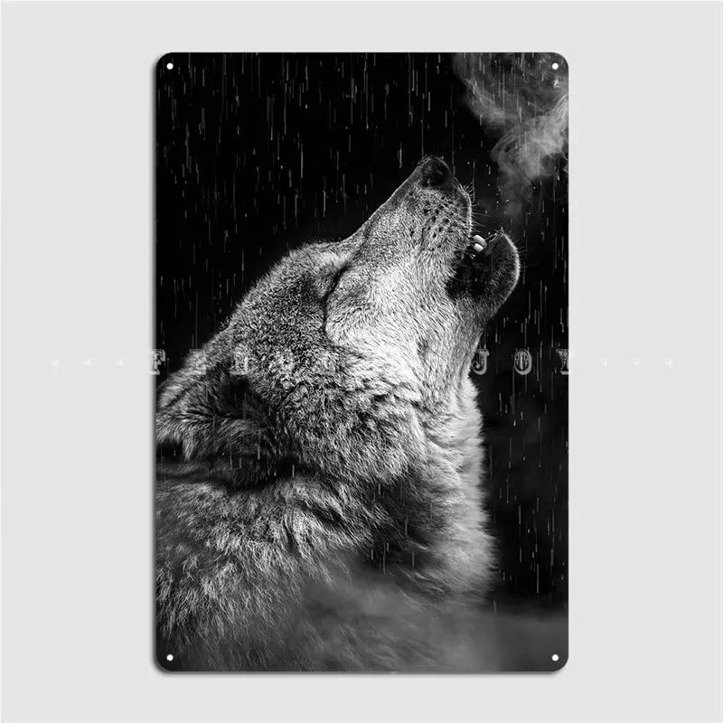 Black Wolf Howls Art Metal Sign Wall Plaque Club Bar Create Club Party Tin Sign Poster