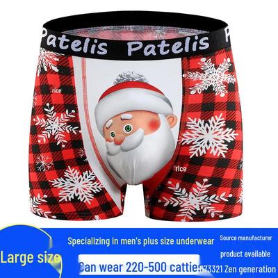 Pánske bavlnené boxerky s vianočnou potlačou nadmernej veľkosti