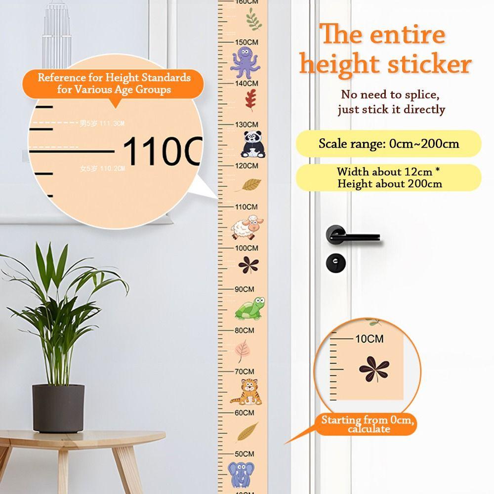 2M Height Height Measurement Sticker Self-adhesive Removable Height Measuring Tape Catoon Pattern Waterproof Unisex Growth Chart