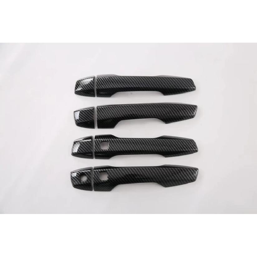 ABS Kohlefaser Schwarz Türgriffkappe Abdeckung Verkleidungen Aufkleber Für Mitsubishi Outlander PHEV LHD Oder RHD Autozubehör