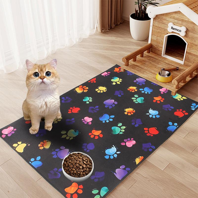 Pet Paw Pattern Floor Mat Multi-Function Non-Slip Cats Dogs Kennel Fence Carpets Household Pet Meal Mat Puppy Training Pad